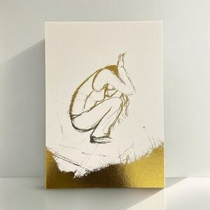 Gold Life Drawing Splash Art Print (Drawing of a Woman) 5x7